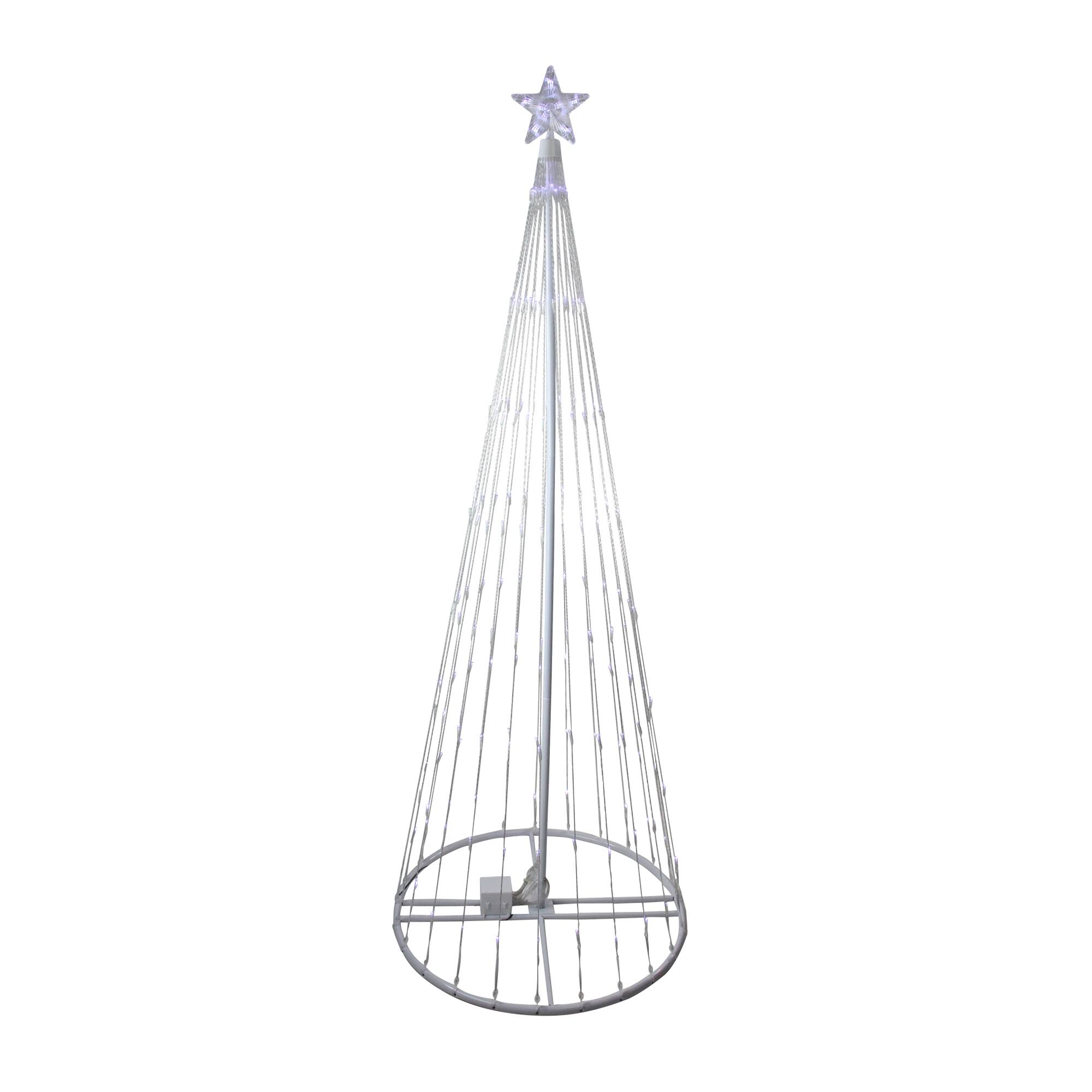 9ft. Pre-Lit Show Cone Christmas Tree Outdoor Decoration, Pure White LED Lights